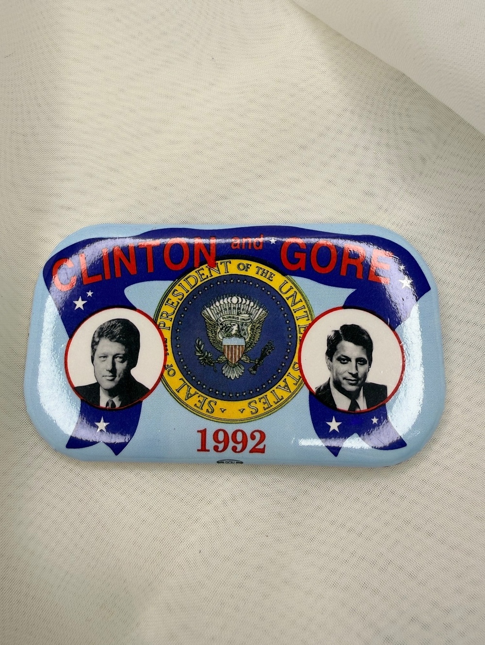 1992 Clinton Gore Presidential Campaign Pin Button Rectangular Political Pinback
